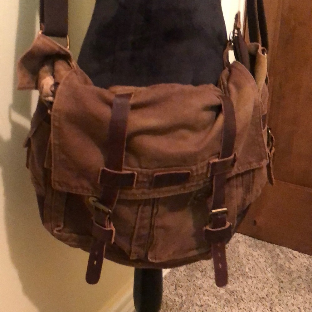 Bed Stu Washed Canvas with Leather Messenger Bag